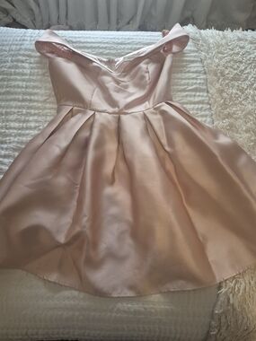 Girls' Blush Satin Formal Dress with Full Skirt